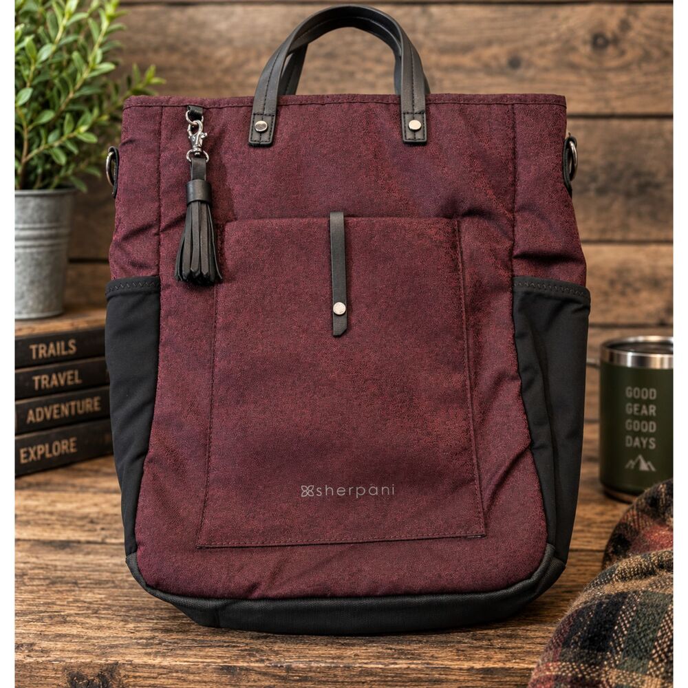 Sherpani Sojourn Convertible Tote Backpack Burgundy Travel Laptop Bag O/S